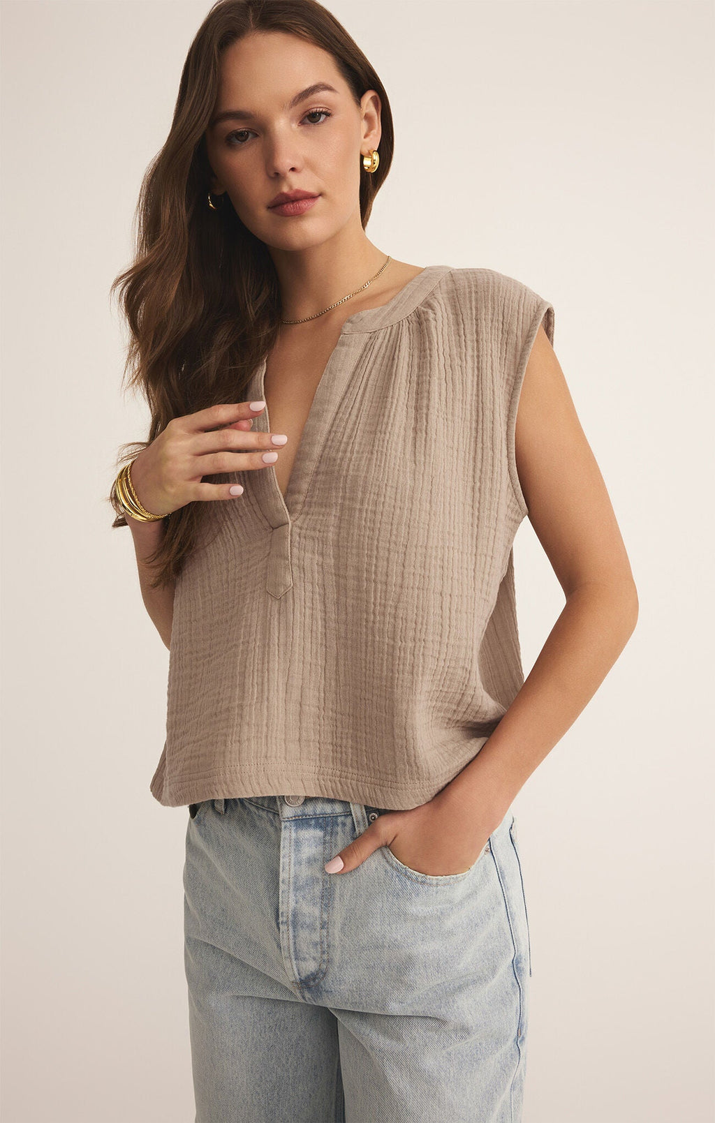 Cliffside V - Neck Top - Addie Rose Boutique - Austin