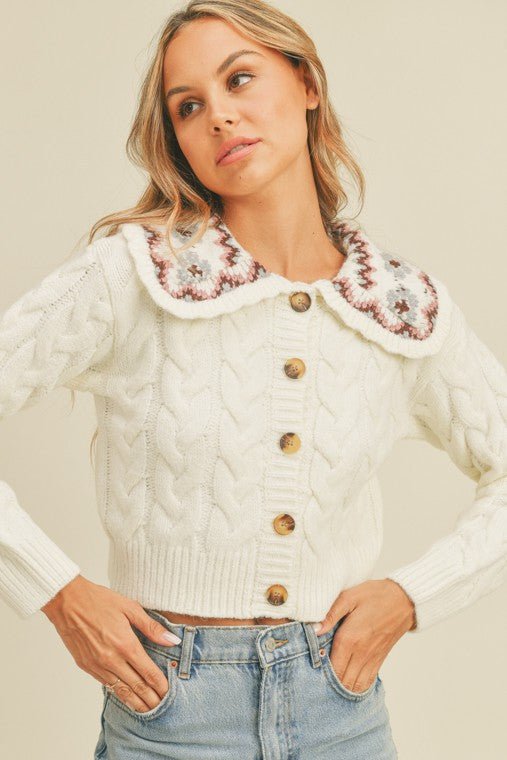 Collared Knit Cardigan - Addie Rose Boutique - Austin