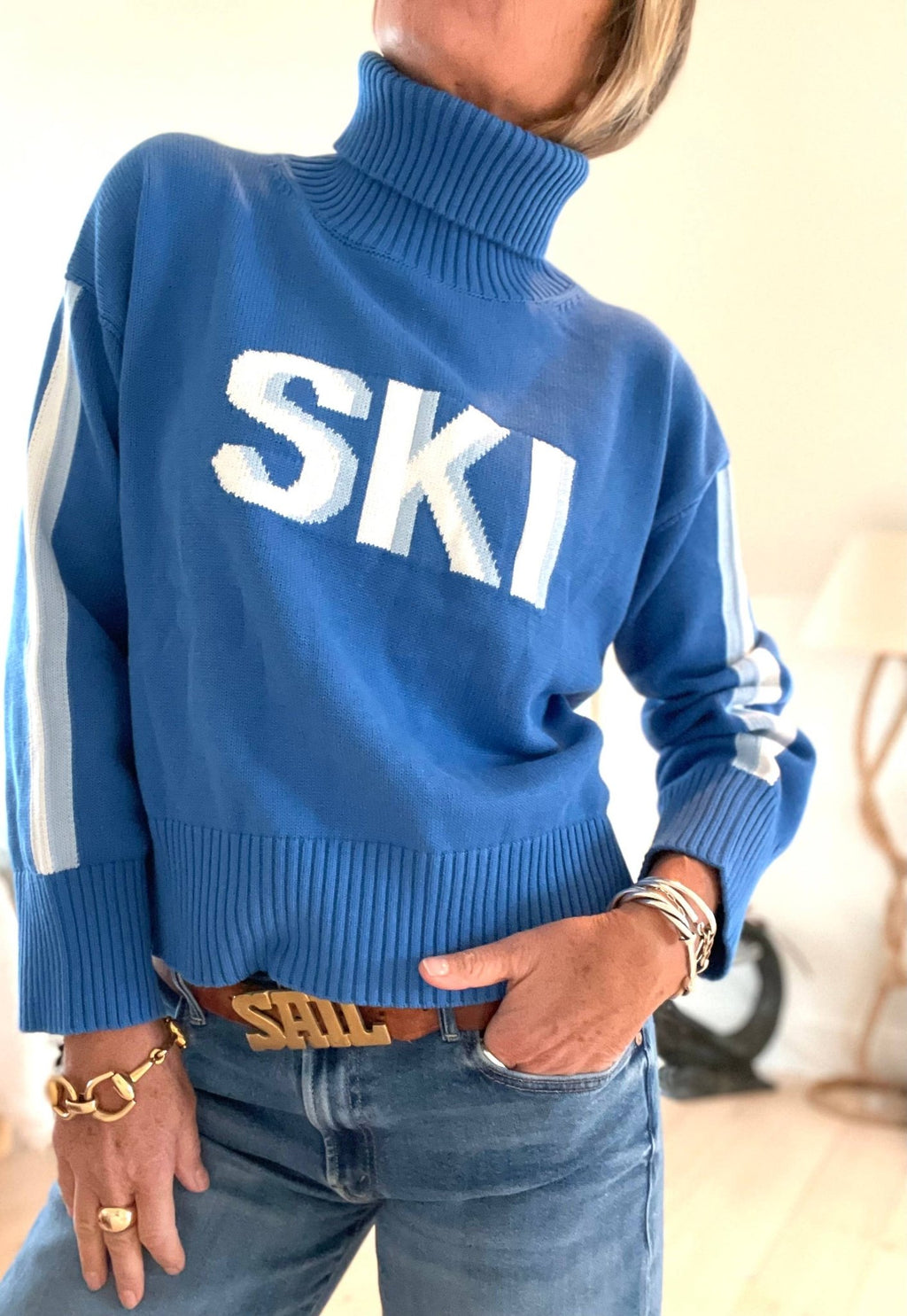 Cotton Turtleneck SKI Sweater  - Addie Rose Boutique - Austin