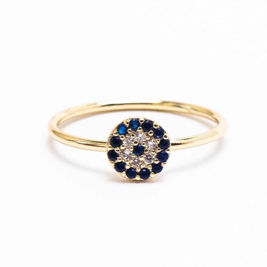 Danae - Mini Crystal Evil Eye Ring - Addie Rose Boutique - Austin