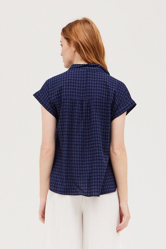 Daphne Blouse in Navy - Addie Rose Boutique - Austin