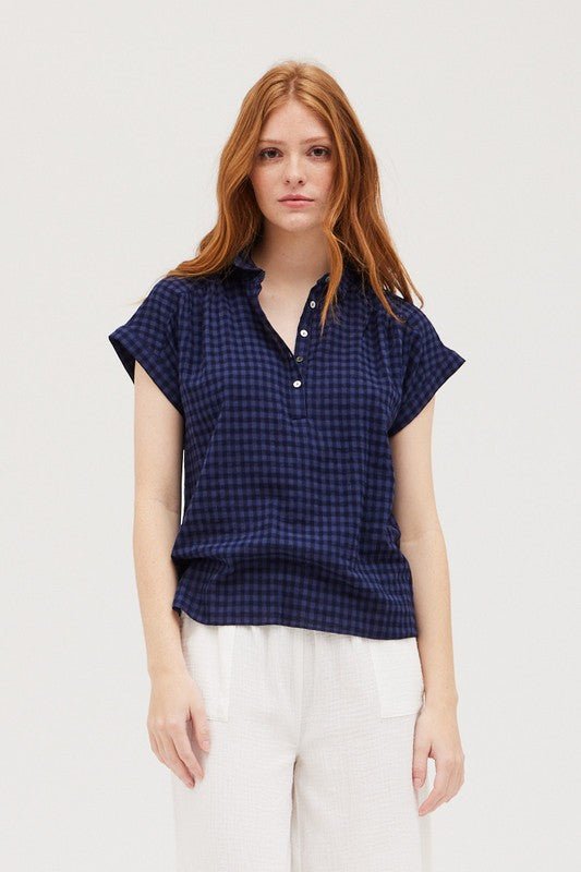 Daphne Blouse in Navy - Addie Rose Boutique - Austin