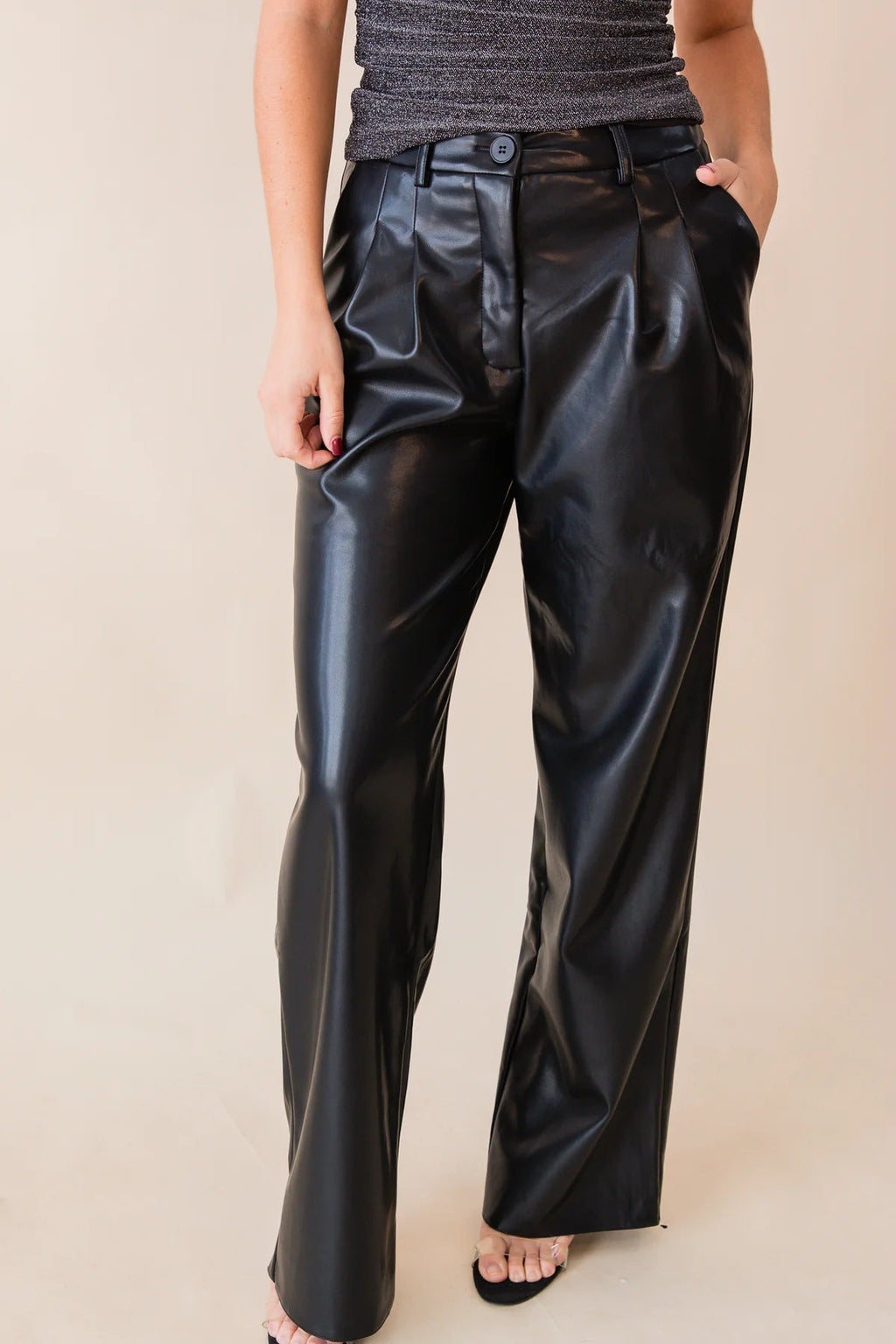 Darcy Pleated Faux Leather Pants - Addie Rose Boutique - Austin