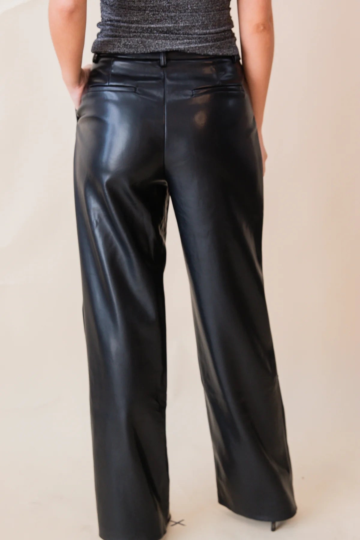 Darcy Pleated Faux Leather Pants Addie Rose Boutique Austin
