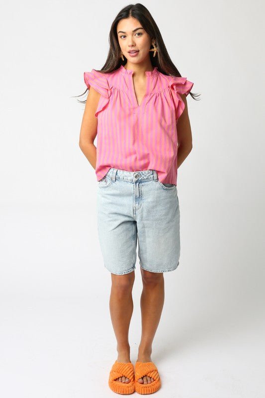 Davis Stripe Shirt - Addie Rose Boutique - Austin