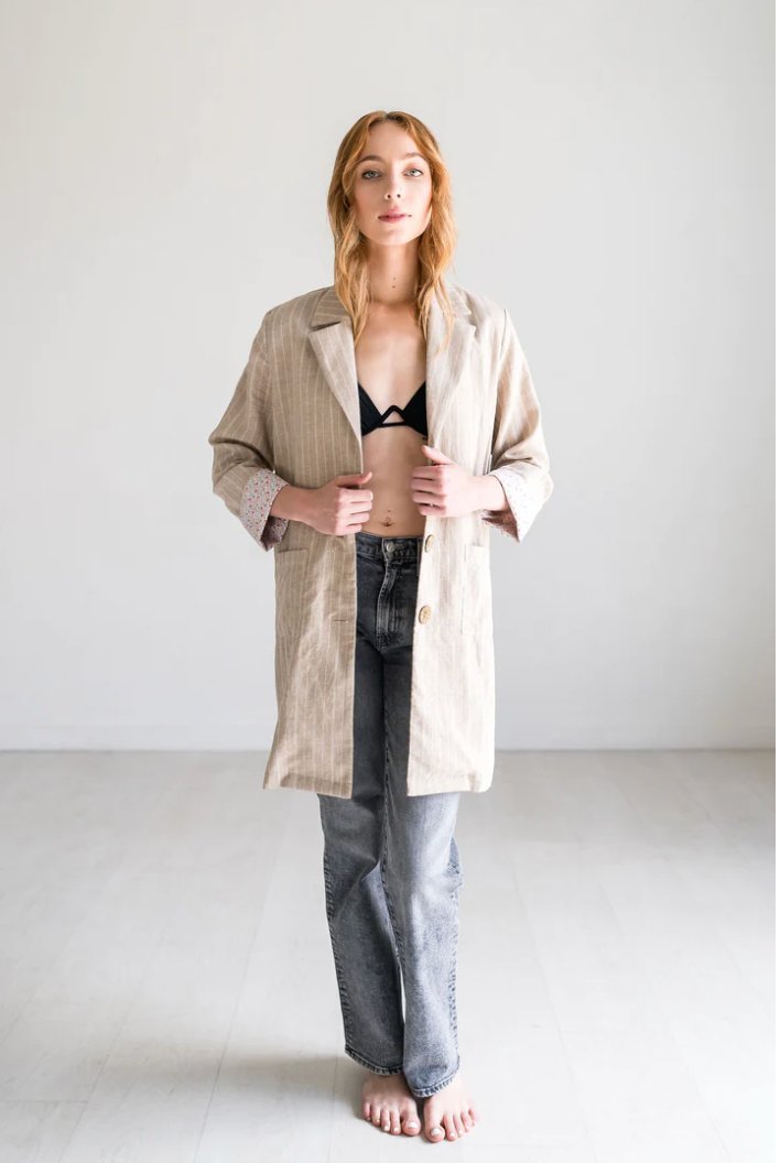 Desert Sand Longline Relaxed Blazer - Addie Rose Boutique - Austin