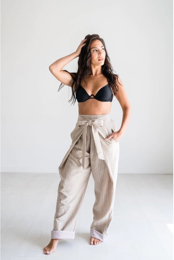 Desert Sand Pinstripe Palazzo Pants - Addie Rose Boutique - Austin