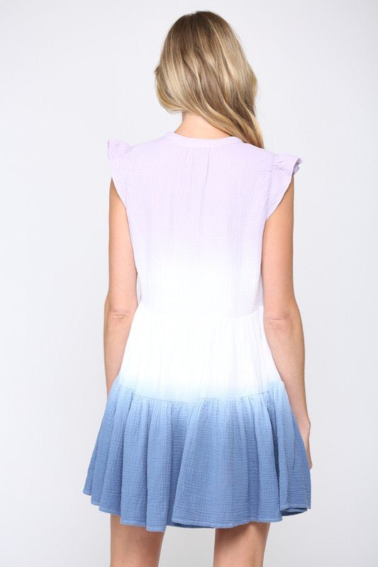 Dip - Dye Ruffled Dress - Addie Rose Boutique - Austin