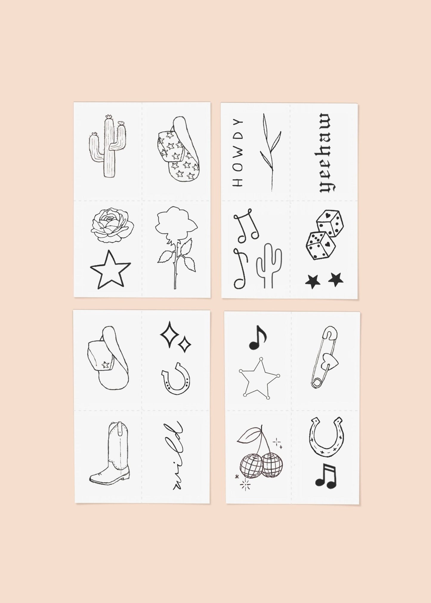 Disco Cowgirl Temporary Tattoo Pack - Addie Rose Boutique - Austin