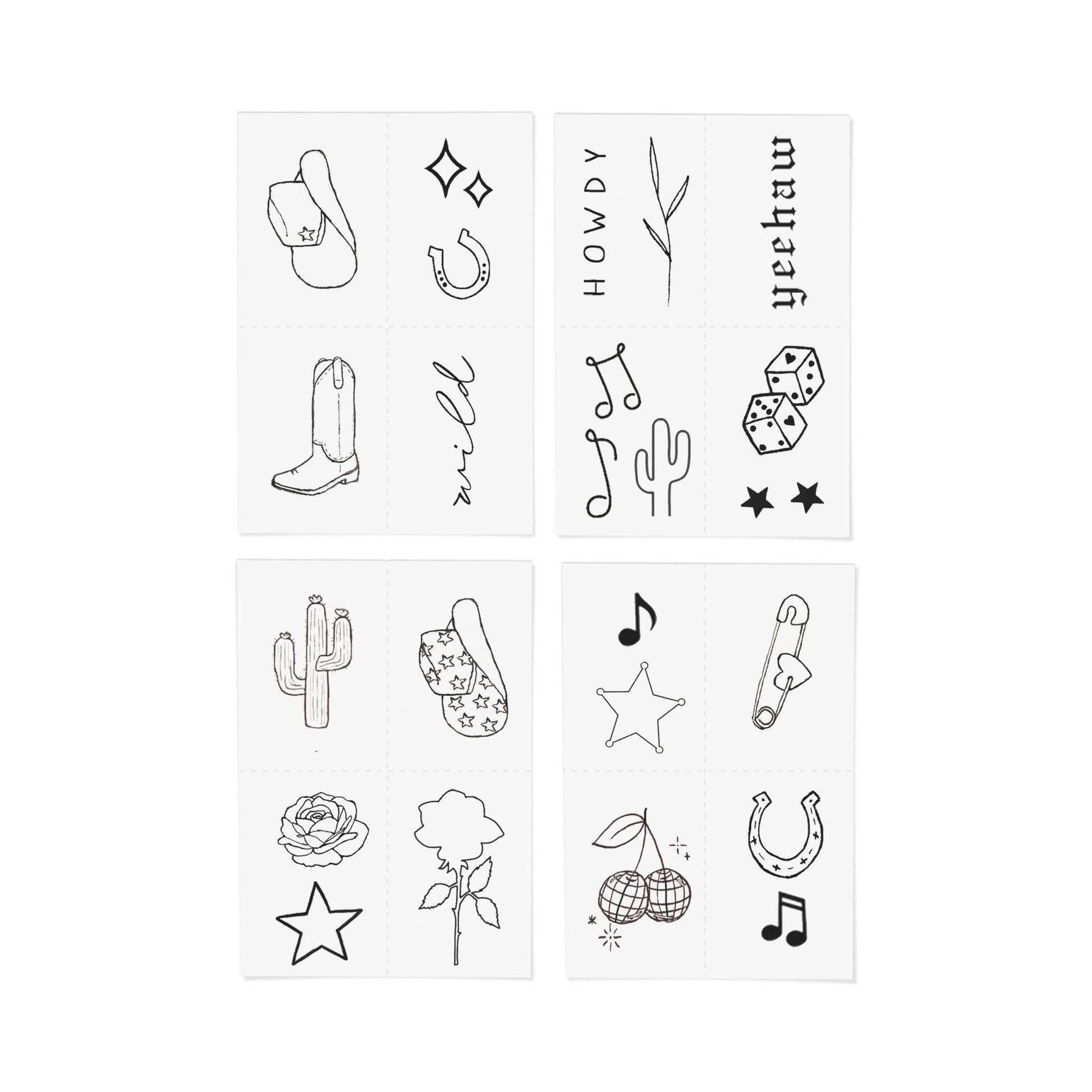 Disco Cowgirl Temporary Tattoo Pack - Addie Rose Boutique - Austin