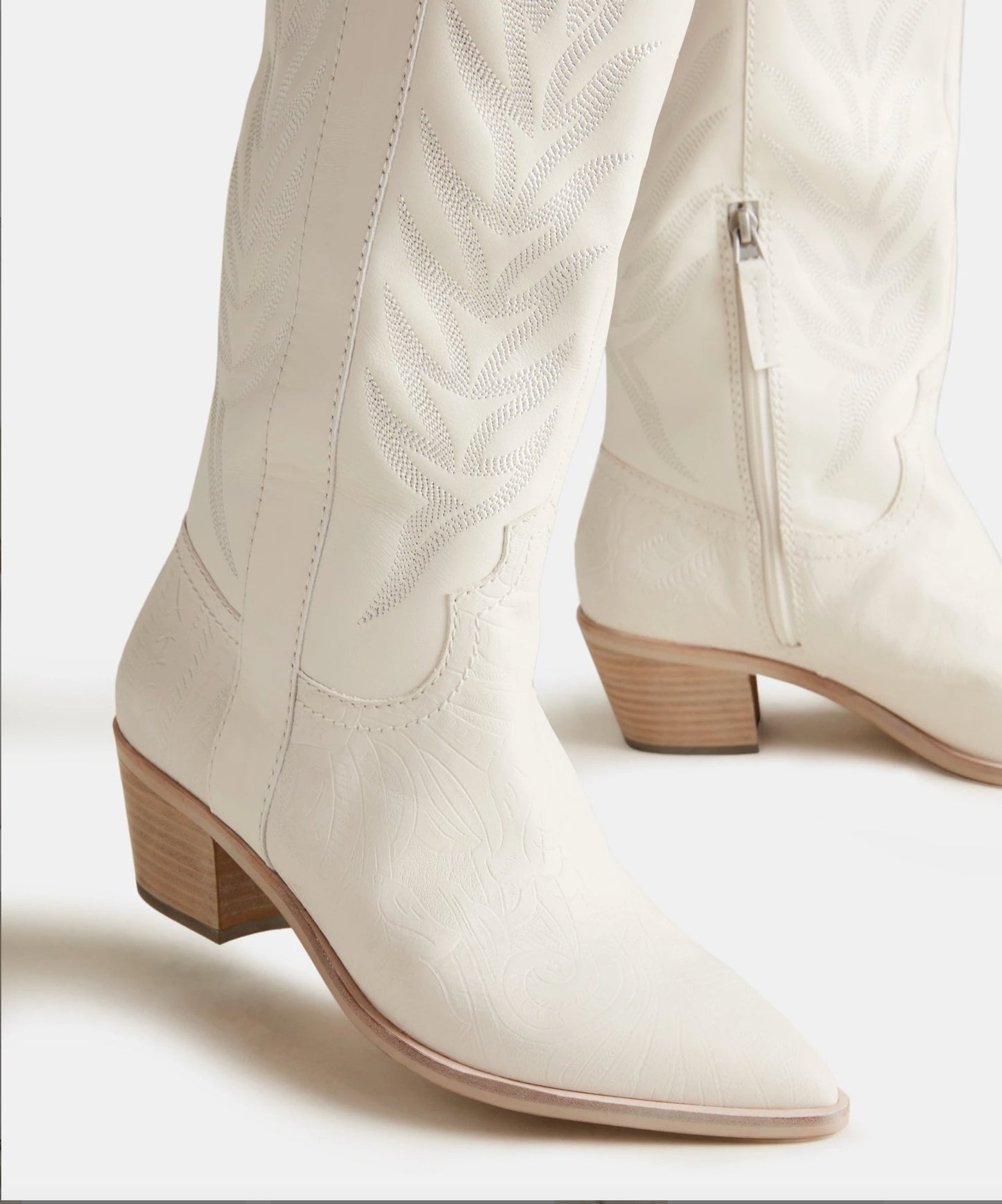 Dolce Vita Solei Boots - White Embossed Leather - Addie Rose Boutique - Austin