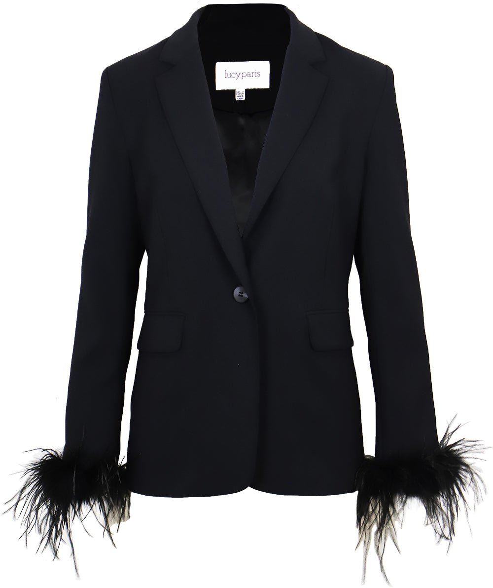 Dove Feather Trim Blazer - Addie Rose Boutique - Austin