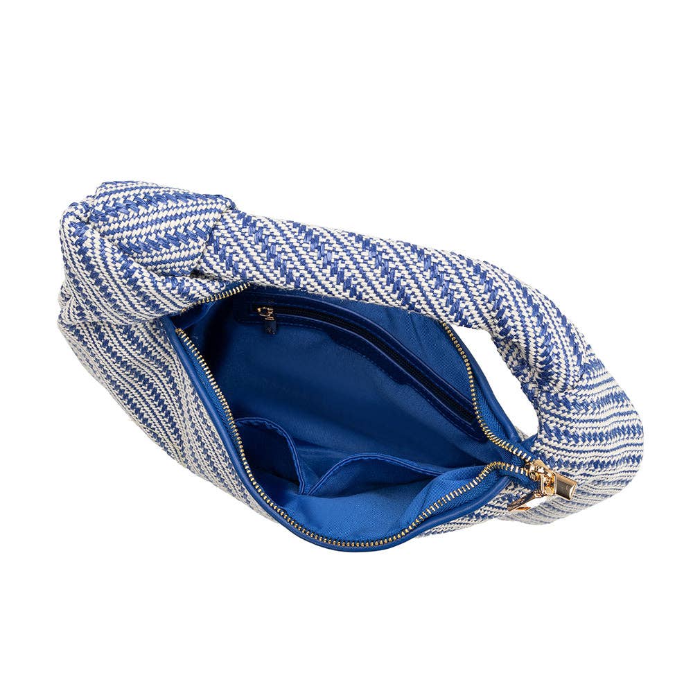 Cher Blue Raffia Straw Shoulder Bag