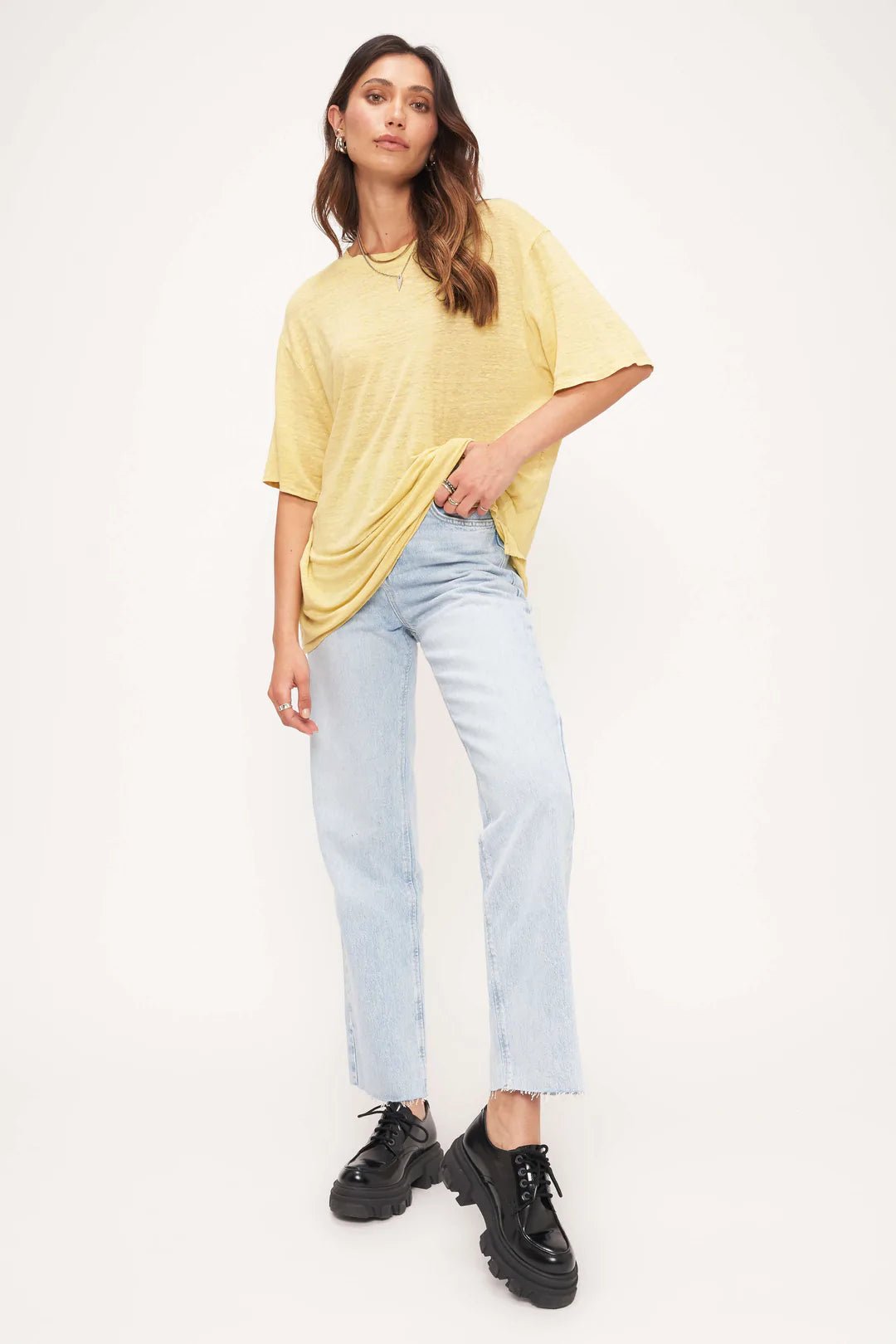 Edie Linen Boyfriend Tee - Addie Rose Boutique - Austin