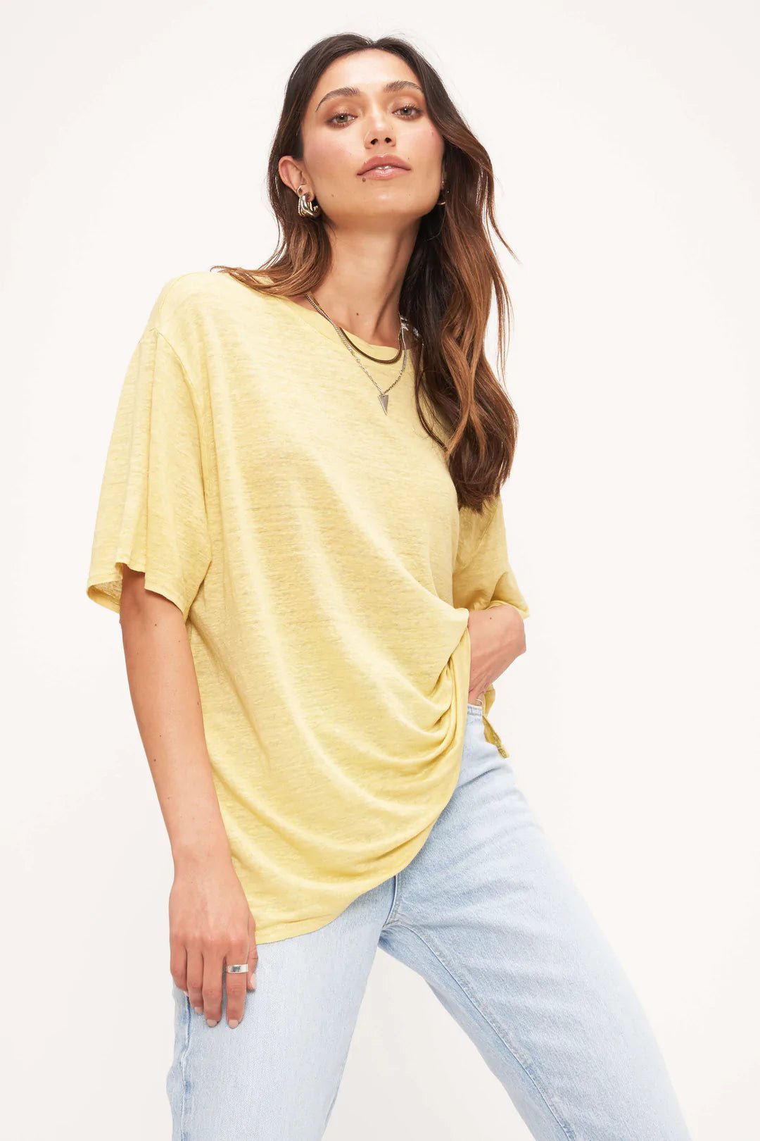 Edie Linen Boyfriend Tee - Addie Rose Boutique - Austin