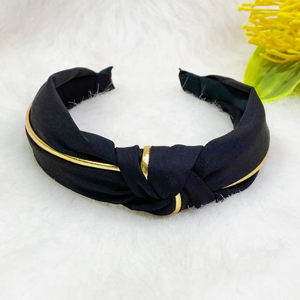 Ellison+Young - Gold Lined Satin Headband - Addie Rose Boutique - Austin