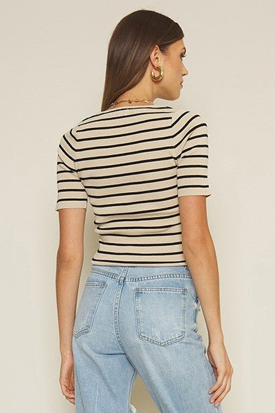 Elly Short Sleeve Stripe - Addie Rose Boutique - Austin