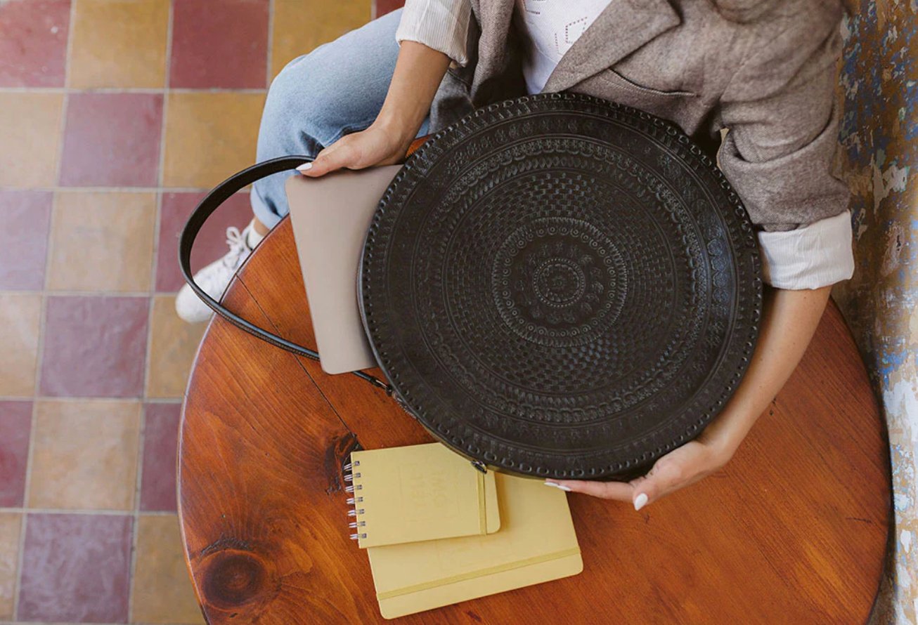 Embossed Circle Bag - Addie Rose Boutique - Austin