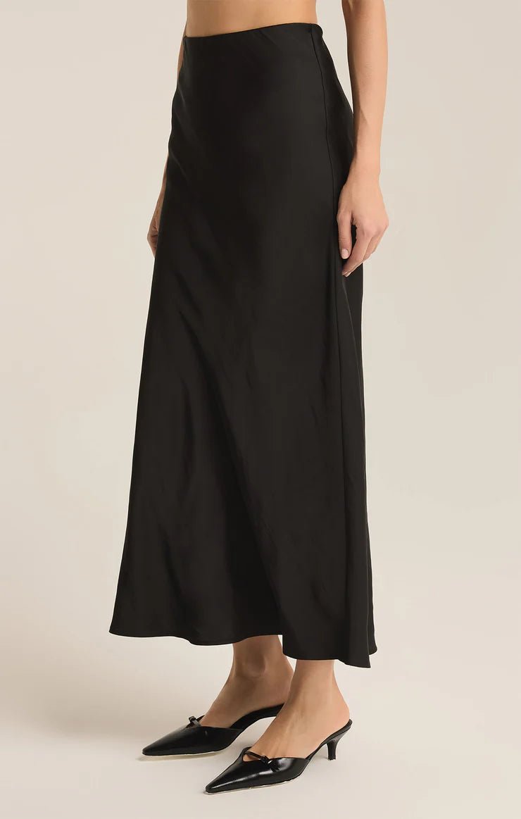 Europa Poly Sheen Skirt Black - Addie Rose Boutique - Austin