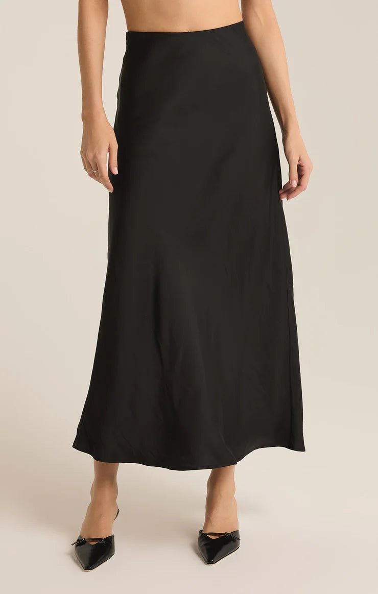 Europa Poly Sheen Skirt Black - Addie Rose Boutique - Austin