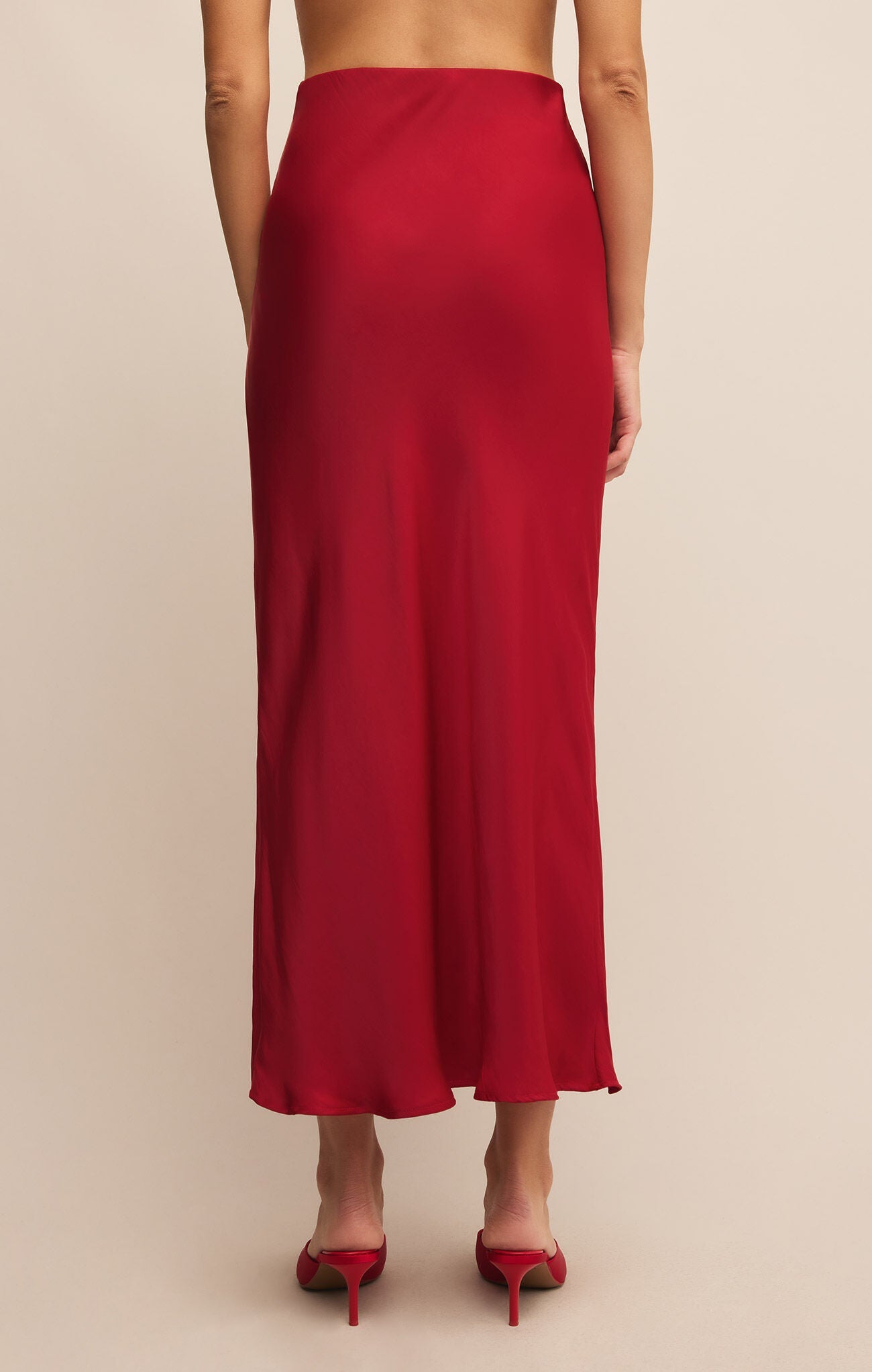 Europa Poly Sheen Skirt Red - Addie Rose Boutique - Austin