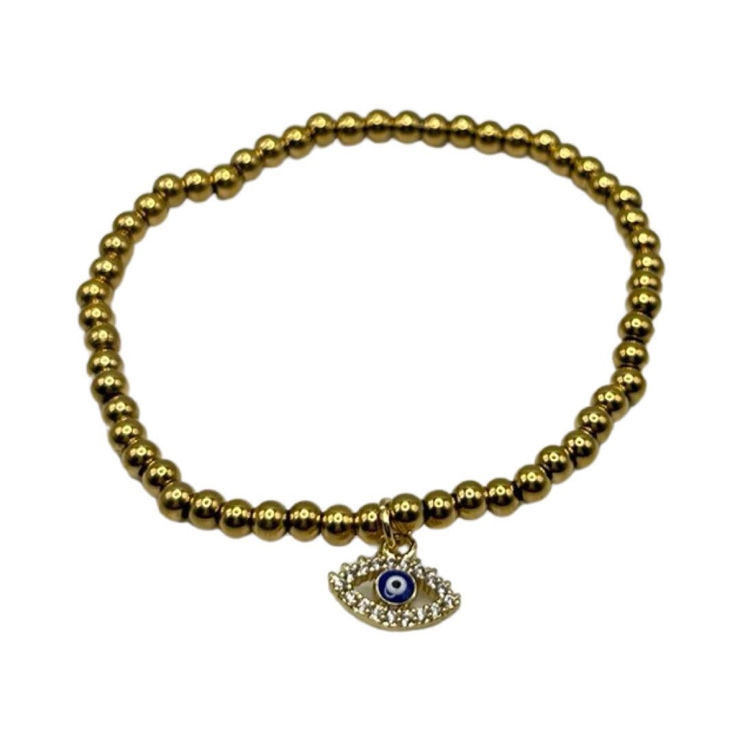 Evil Eye Gold Beaded - Addie Rose Boutique - Austin