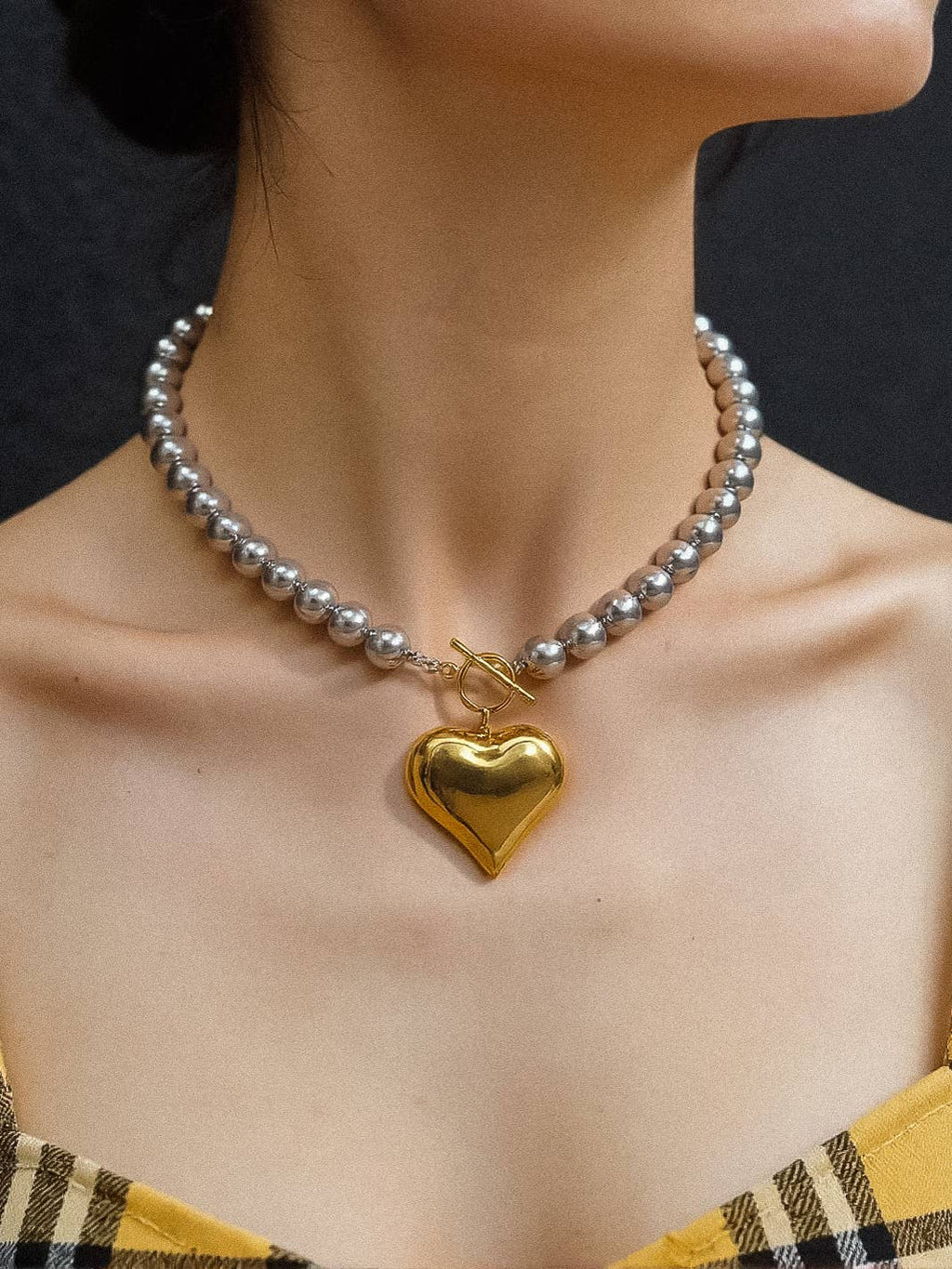 Flânerie by MAIQ - Raissa 18K Gold Non - Tarnish Two Tone Heart Necklace - Addie Rose Boutique - Austin