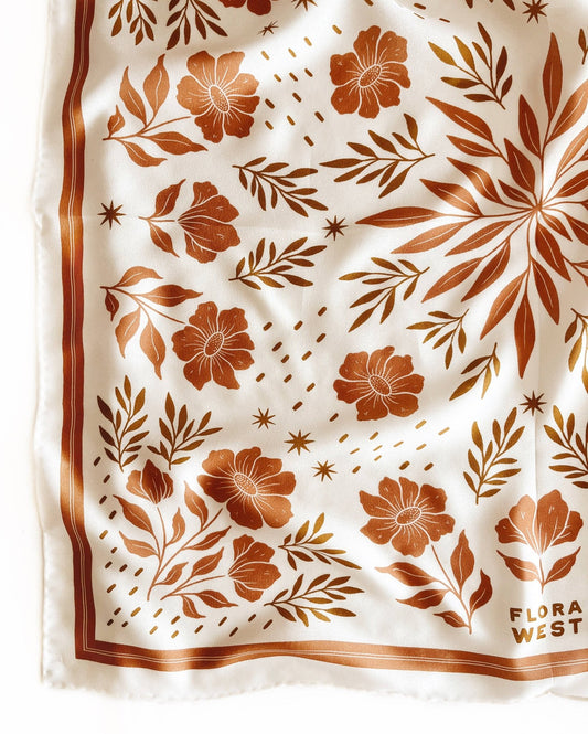 Flora West Design - 100% Silk Bandana Scarf - Desert Floral - Addie Rose Boutique - Austin