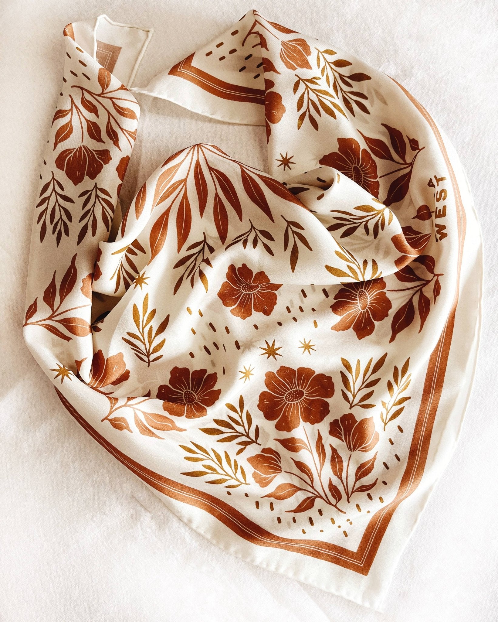 Flora West Design - 100% Silk Bandana Scarf - Desert Floral - Addie Rose Boutique - Austin