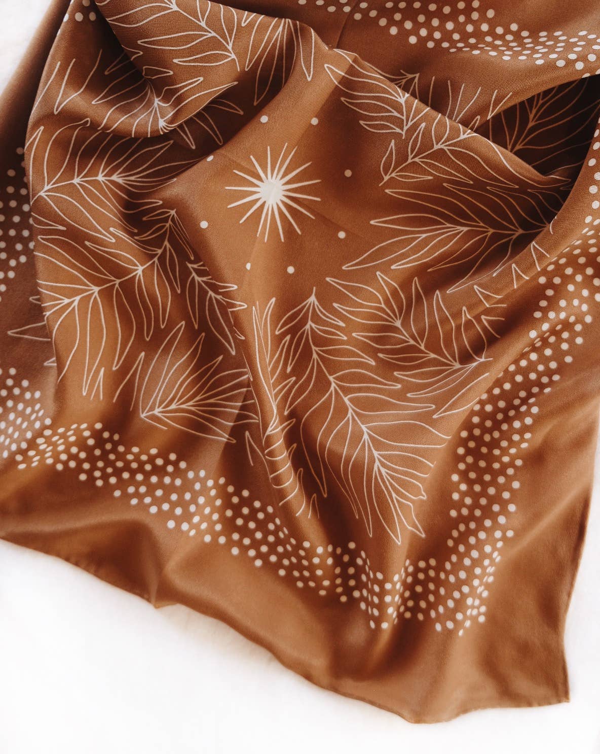 Flora West Design - 100% Silk Bandana Scarf - Tropical Palms Amber - Addie Rose Boutique - Austin