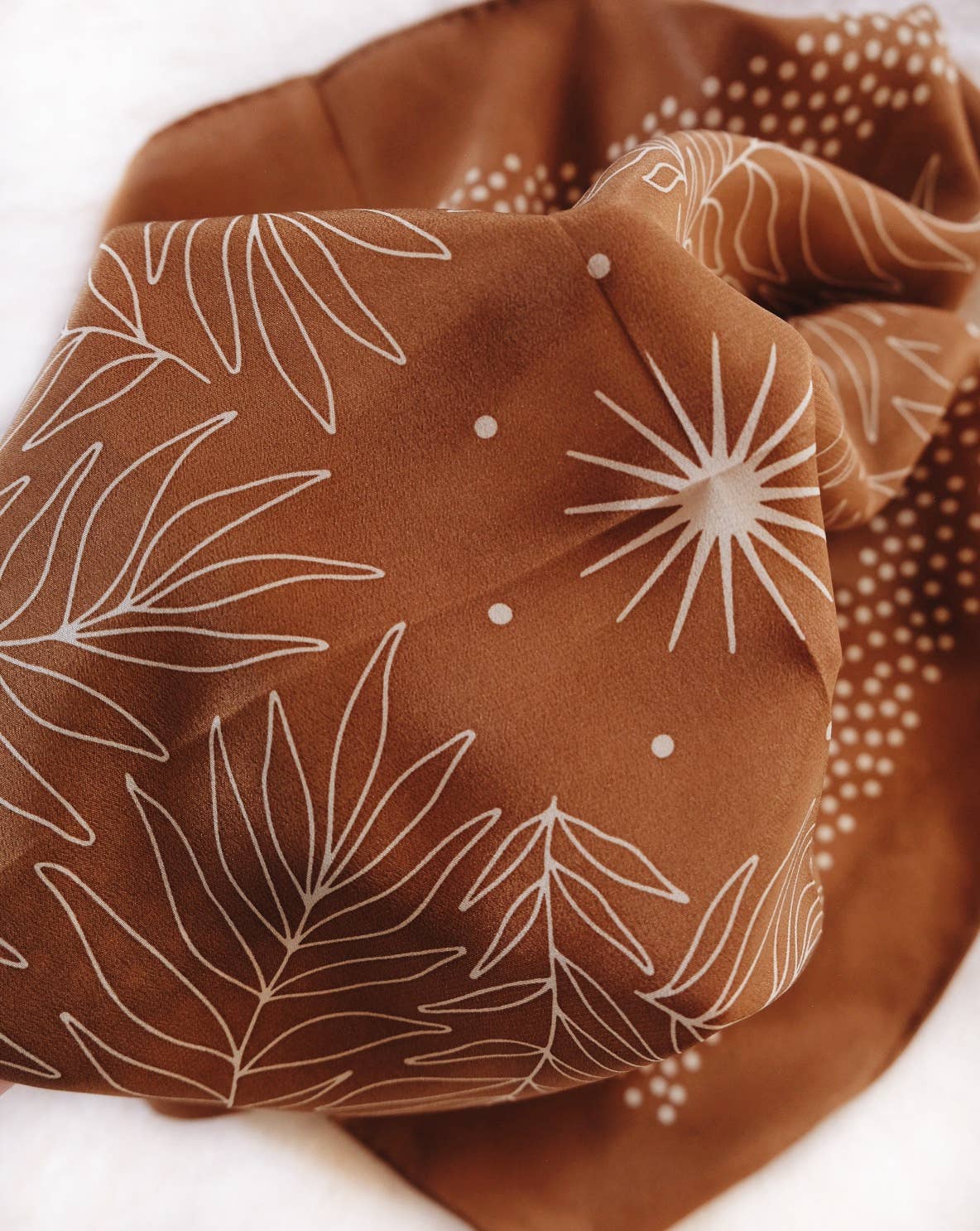 Flora West Design - 100% Silk Bandana Scarf - Tropical Palms Amber - Addie Rose Boutique - Austin