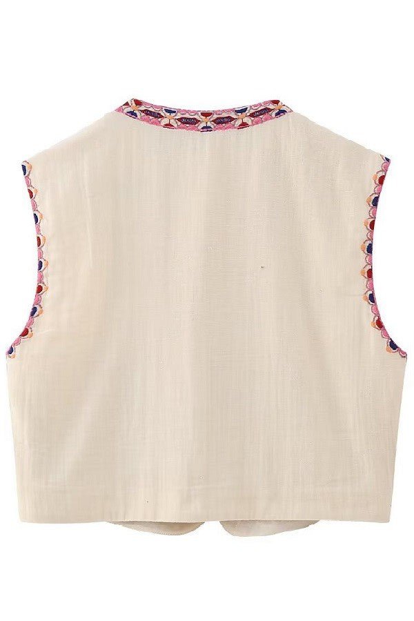 Floral Embroidered Vest - Addie Rose Boutique - Austin