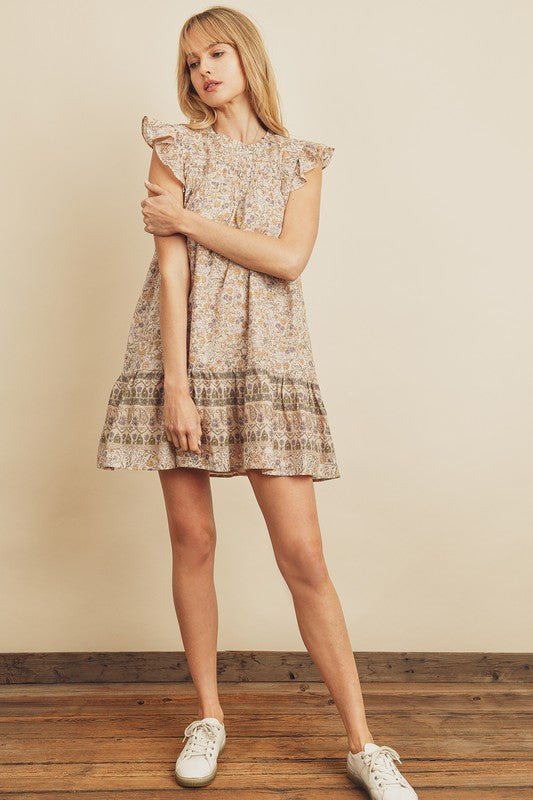 Floral Trapeze Dress - Addie Rose Boutique - Austin
