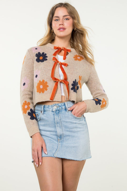 Flower Knit Cardigan - Addie Rose Boutique - Austin