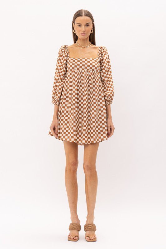 Francis Checkered Mini Dress - Addie Rose Boutique - Austin