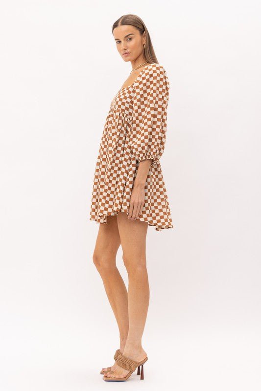 Francis Checkered Mini Dress - Addie Rose Boutique - Austin