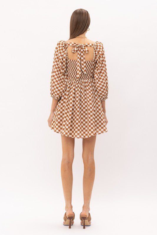 Francis Checkered Mini Dress - Addie Rose Boutique - Austin
