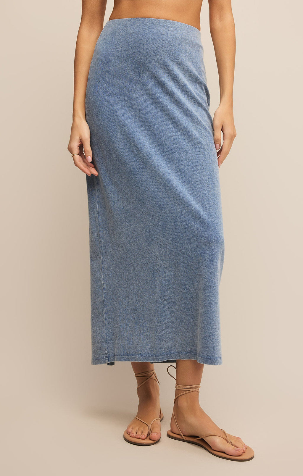 Gail Jersey Denim Midi Skirt - Addie Rose Boutique - Austin