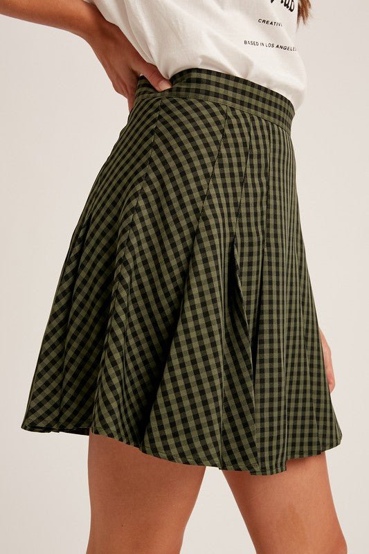 Gingham Flare Mini Skirt - Addie Rose Boutique - Austin