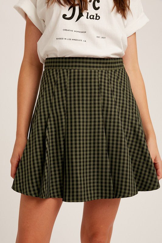 Gingham Flare Mini Skirt - Addie Rose Boutique - Austin