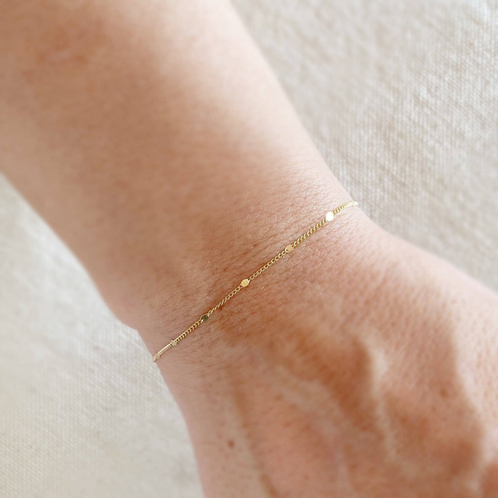 GoldFi - 18k Gold Filled 1mm Curb Bracelet With Pressed Details - Addie Rose Boutique - Austin