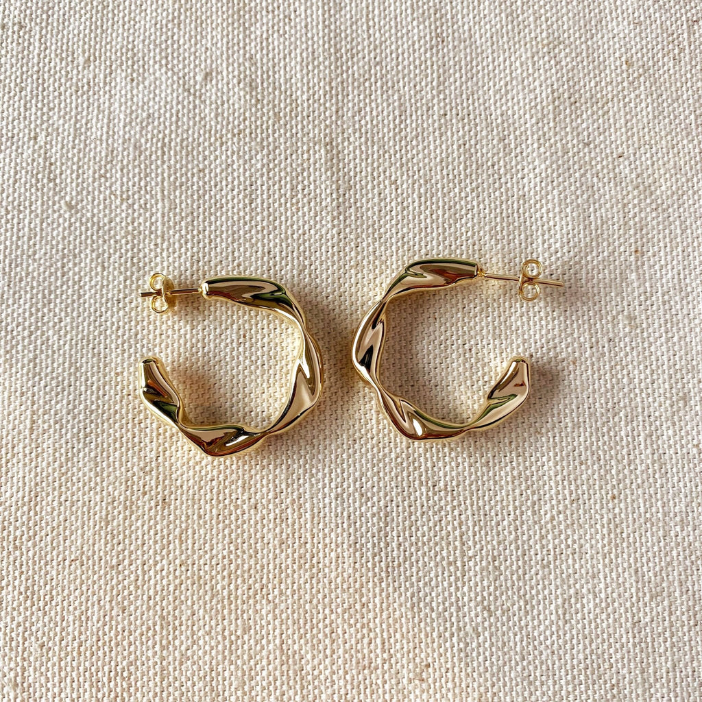 GoldFi - 18k Gold Filled Crimped Half - Hoop Earrings - Addie Rose Boutique - Austin