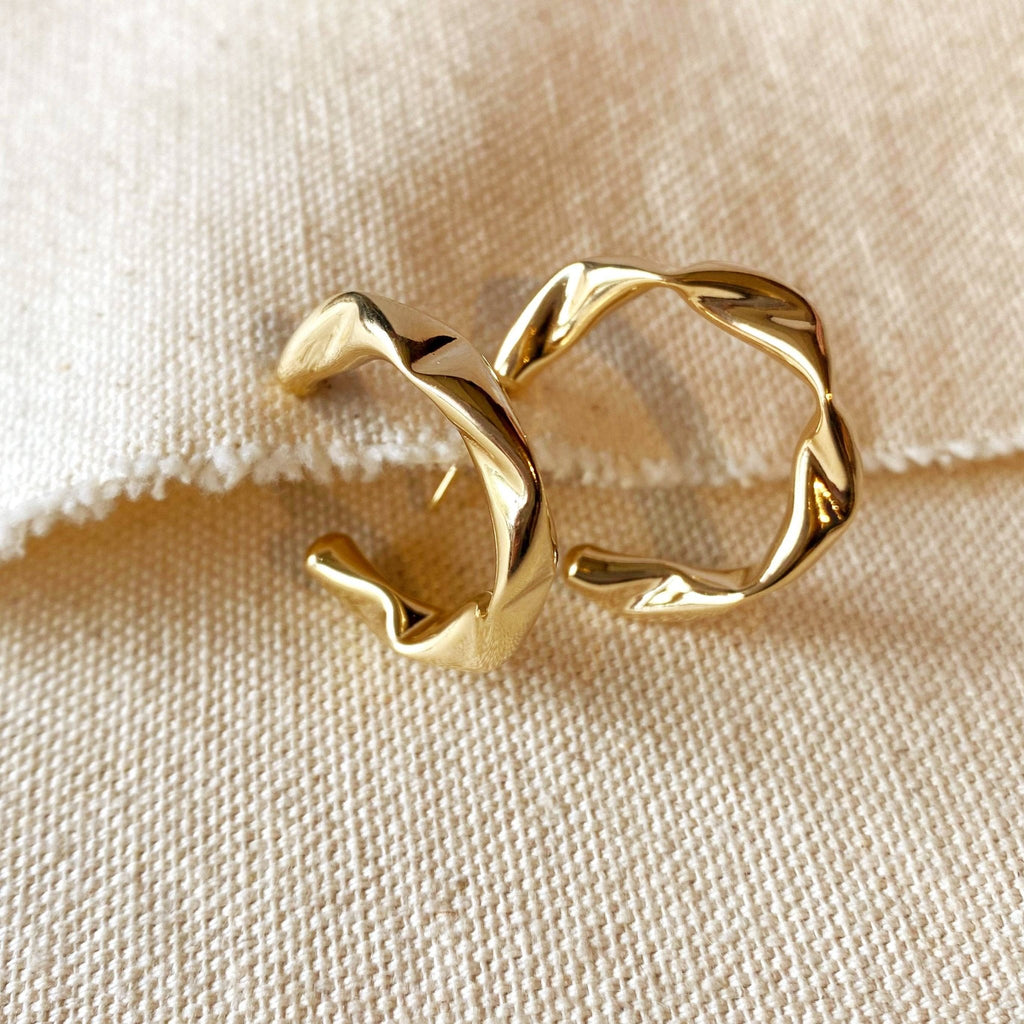 GoldFi - 18k Gold Filled Crimped Half - Hoop Earrings - Addie Rose Boutique - Austin
