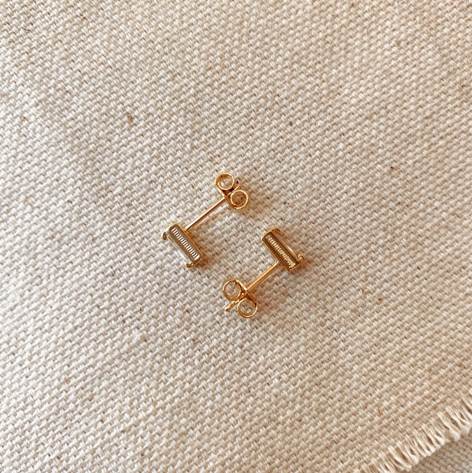 GoldFi - Cubic Zirconia Baguette Stud Earrings In Gold Filled - Addie Rose Boutique - Austin