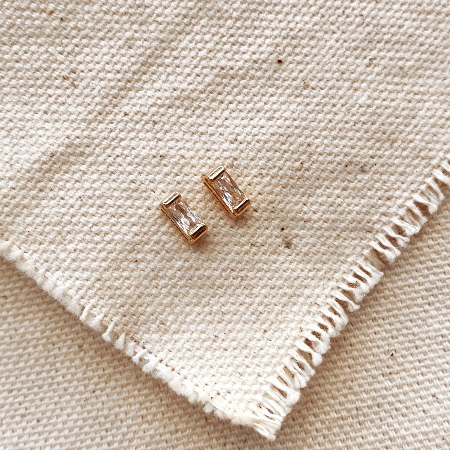 GoldFi - Cubic Zirconia Baguette Stud Earrings In Gold Filled - Addie Rose Boutique - Austin