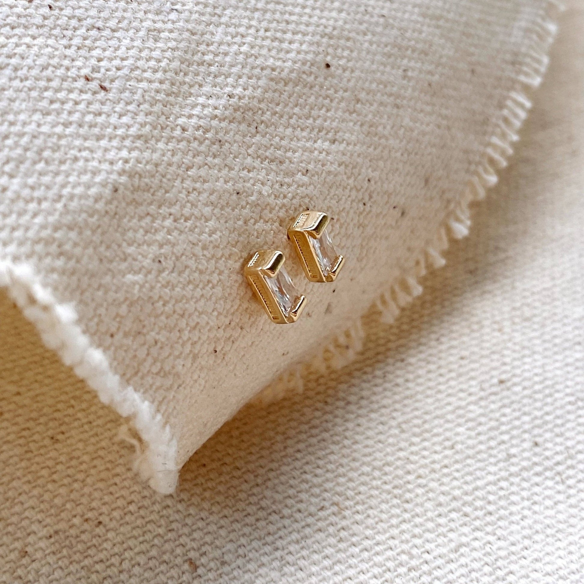 GoldFi - Cubic Zirconia Baguette Stud Earrings In Gold Filled - Addie Rose Boutique - Austin