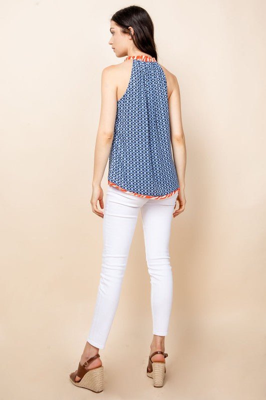 Halter Mixed Print Top - Addie Rose Boutique - Austin