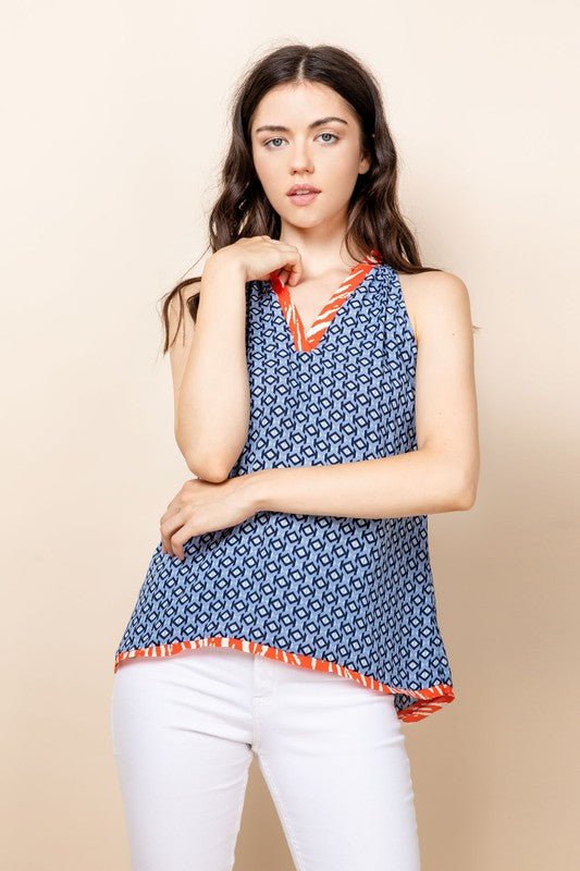 Halter Mixed Print Top - Addie Rose Boutique - Austin