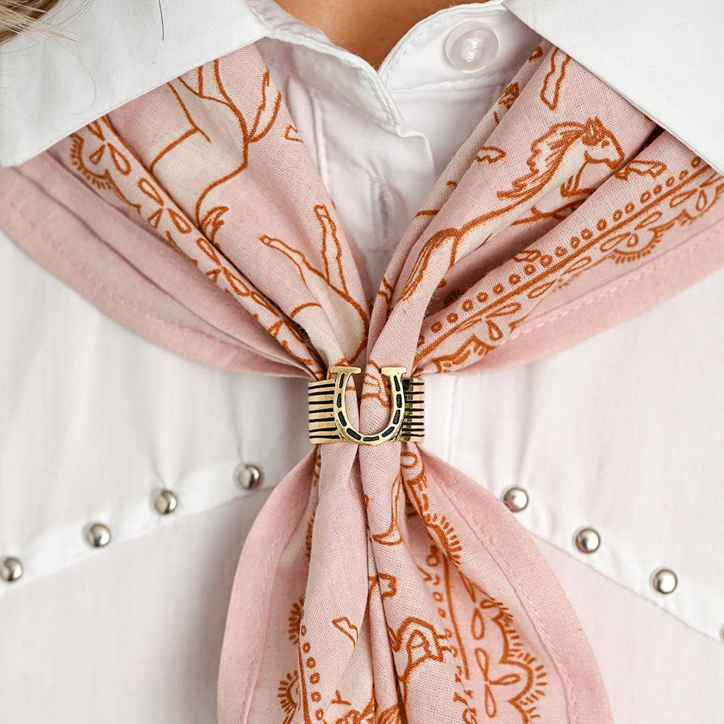 Handker Bandanas - Horseshoe Brass Bandana Slide Ring - Addie Rose Boutique - Austin