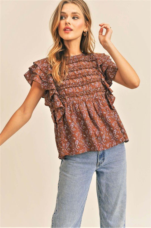 Hattie Ruffle Flounce Top - Addie Rose Boutique - Austin